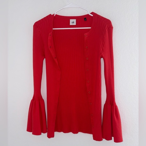 CAbi Red Ribbed Bell Sleeve Sweater - Picture 13 of 13